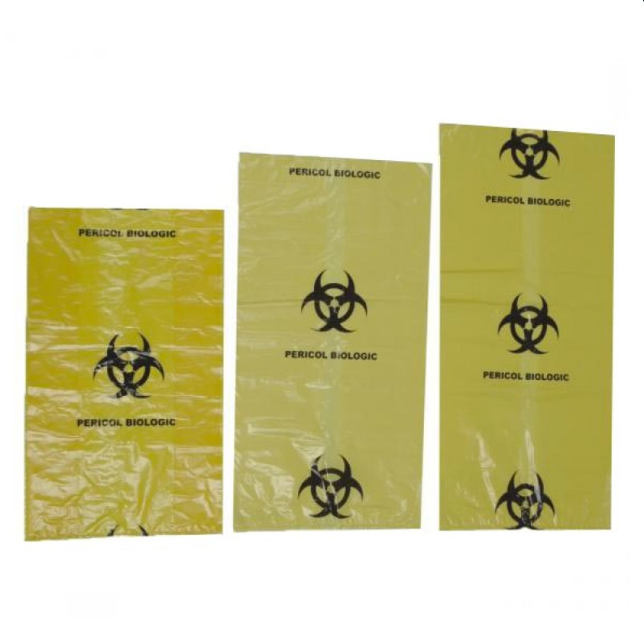 Saci gunoi Galbeni BIOHAZARD 10 litri